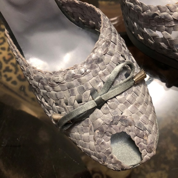 NIB CASADEI BLUE GREY SATIN MULE HEEL 9 - Picture 6 of 7